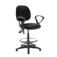 Jota draughtsmans chair with fixed arms - Nero Black vinyl