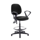 Jota draughtsmans chair with fixed arms - Nero Black vinyl
