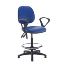 Jota draughtsmans chair with fixed arms - Ocean Blue vinyl