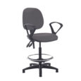 Jota draughtsmans chair with fixed arms - Blizzard Grey