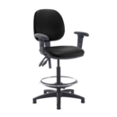 Jota draughtsmans chair with adjustable arms - Nero Black vinyl