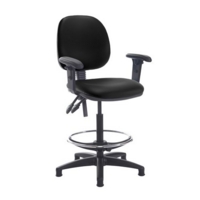Jota draughtsmans chair with adjustable arms - Nero Black vinyl