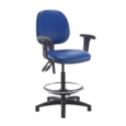 Jota draughtsmans chair with adjustable arms - Ocean Blue vinyl