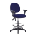 Jota draughtsmans chair with adjustable arms - Ocean Blue