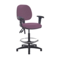 Jota draughtsmans chair with adjustable arms - Bridgetown Purple