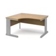 Vivo left hand ergonomic desk 1400mm - silver frame and oak top