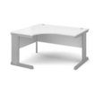 Vivo left hand ergonomic desk 1400mm - silver frame and white top