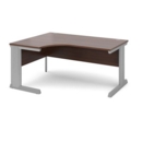 Vivo left hand ergonomic desk 1600mm - silver frame and walnut top