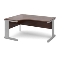 Vivo left hand ergonomic desk 1600mm - silver frame and walnut top