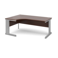 Vivo left hand ergonomic desk 1800mm - silver frame and walnut top
