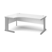 Vivo left hand ergonomic desk 1800mm - silver frame and white top