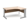Vivo right hand ergonomic desk 1600mm - silver frame and beech top