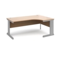 Vivo right hand ergonomic desk 1800mm - silver frame and beech top