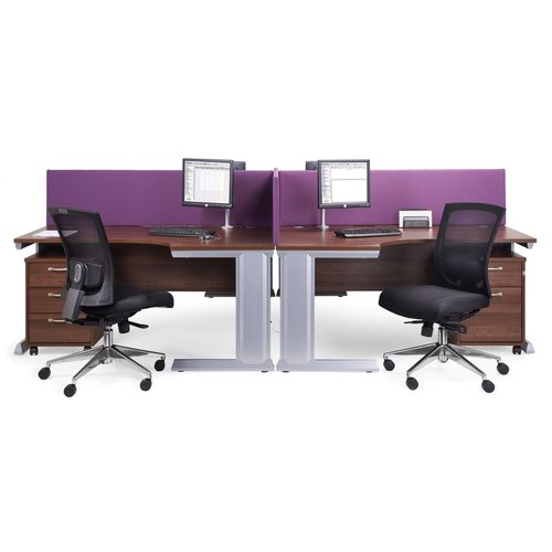 Vivo right hand ergonomic desk 1800mm - silver frame and beech top