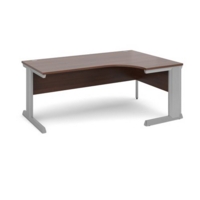 Vivo right hand ergonomic desk 1800mm - silver frame and walnut top