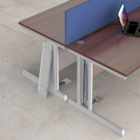 Vivo right hand ergonomic desk 1800mm - silver frame and walnut top