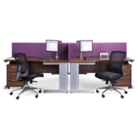 Vivo right hand ergonomic desk 1800mm - silver frame and walnut top