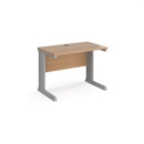 Vivo straight desk 1000mm x 600mm - silver frame and beech top