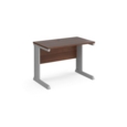 Vivo straight desk 1000mm x 600mm - silver frame and walnut top