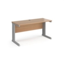 Vivo straight desk 1400mm x 600mm - silver frame and beech top