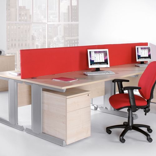 Vivo straight desk 1400mm x 600mm - silver frame and beech top