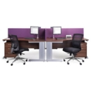 Vivo straight desk 1400mm x 600mm - silver frame and walnut top