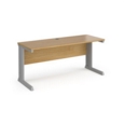 Vivo straight desk 1600mm x 600mm - silver frame and oak top