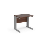 Vivo straight desk 800mm x 600mm - silver frame and walnut top