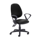 Jota high back PCB operator chair with fixed arms - Nero Black vinyl
