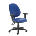 Jota high back PCB operator chair with adjustable arms - Ocean Blue vinyl