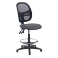 Jota mesh back draughtsmans chair with no arms - Blizzard Grey