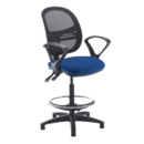 Jota mesh back draughtsmans chair with fixed arms - Curacao Blue