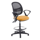 Jota mesh back draughtsmans chair with fixed arms - Solano Yellow