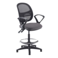 Jota mesh back draughtsmans chair with fixed arms - Blizzard Grey