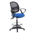 Jota mesh back draughtsmans chair with fixed arms - Scuba Blue