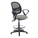 Jota mesh back draughtsmans chair with fixed arms - Slip Grey