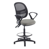 Jota mesh back draughtsmans chair with fixed arms - Slip Grey