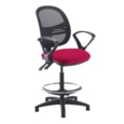 Jota mesh back draughtsmans chair with fixed arms - Diablo Pink