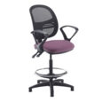 Jota mesh back draughtsmans chair with fixed arms - Bridgetown Purple