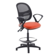 Jota mesh back draughtsmans chair with fixed arms - Tortuga Orange