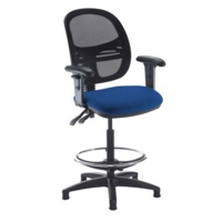 Jota mesh back draughtsmans chair with adjustable arms - Curacao Blue