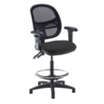 Jota mesh back draughtsmans chair with adjustable arms - Havana Black