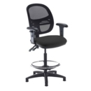 Jota mesh back draughtsmans chair with adjustable arms - Havana Black