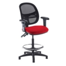 Jota mesh back draughtsmans chair with adjustable arms - Panama Red