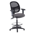 Jota mesh back draughtsmans chair with adjustable arms - Blizzard Grey