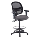 Jota mesh back draughtsmans chair with adjustable arms - Blizzard Grey