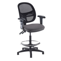 Jota mesh back draughtsmans chair with adjustable arms - Blizzard Grey