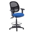 Jota mesh back draughtsmans chair with adjustable arms - Scuba Blue