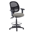 Jota mesh back draughtsmans chair with adjustable arms - Slip Grey
