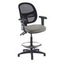 Jota mesh back draughtsmans chair with adjustable arms - Slip Grey